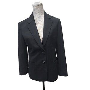 Lafayette 148 New York Black Wool 2 Button Career Blazer Women's 8
